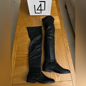 L4L by Lust for Life Over the Knee Thigh High Boots LL-Racy Black Nappa 7M NIB